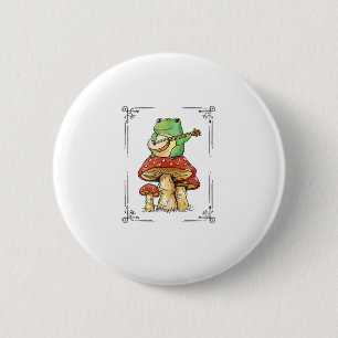Macaron Rond 5 Cm Grenouille Champignon Goblincore Conception Artist