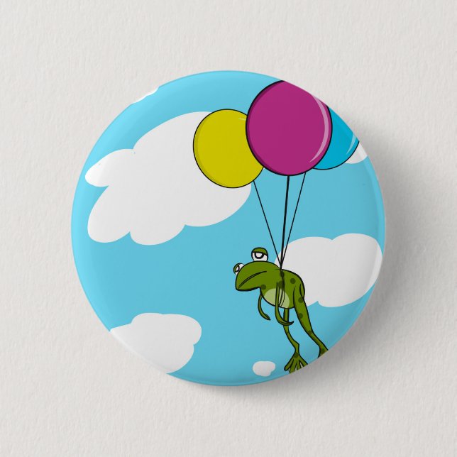 Macaron Rond 5 Cm Grenouille dans le ciel (Devant)