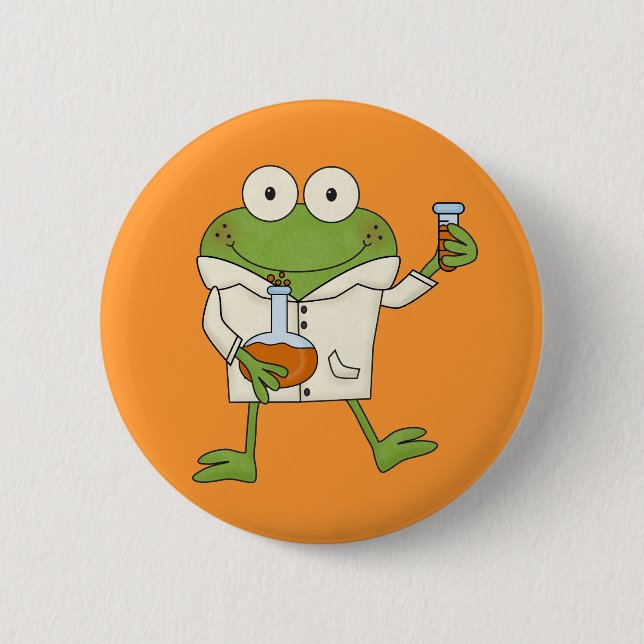 Macaron Rond 5 Cm Grenouille de laboratoire (Devant)