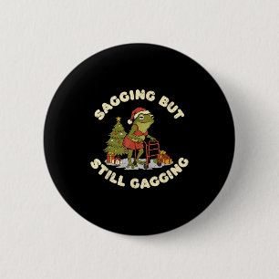 Macaron Rond 5 Cm Grenouille drôle de Noël qui s'affaisse mais qui r