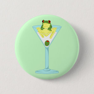 Macaron Rond 5 Cm Grenouille et olive en verre de Martini