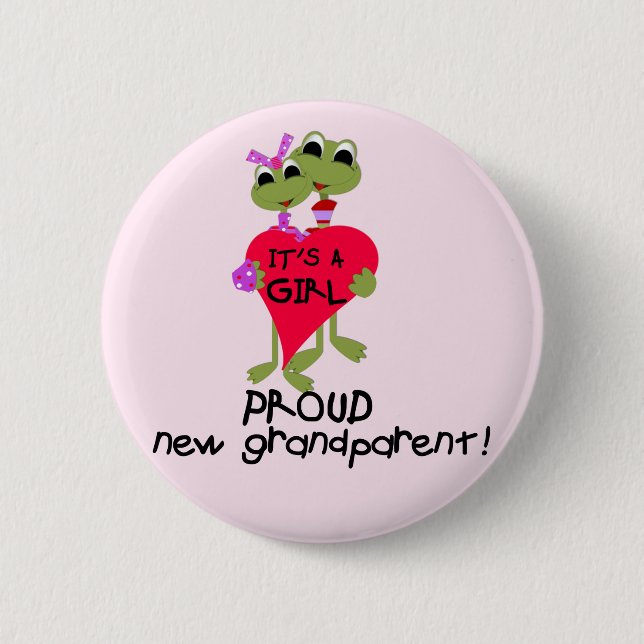 Macaron Rond 5 Cm Grenouille grand-parent de chemises et cadeaux pou (Devant)