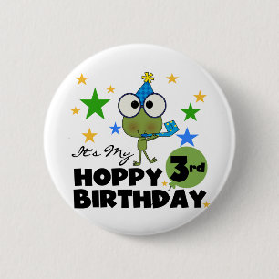 Macaron Rond 5 Cm Grenouille-Hoppy 3e Anniversaire Tshirts et cadeau