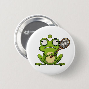 Macaron Rond 5 Cm Grenouille Jouant Au Tennis