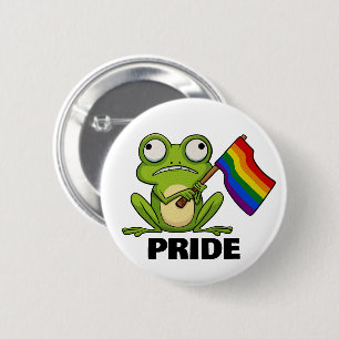 Macaron Rond 5 Cm Grenouille LGBT avec drapeau de fierté