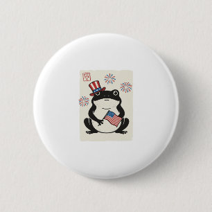 Macaron Rond 5 Cm Grenouille patriotique gravure vintage vector art_