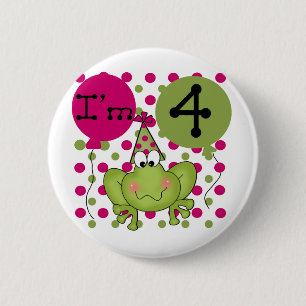 Macaron Rond 5 Cm Grenouille rose 4e anniversaire Tshirts et cadeaux
