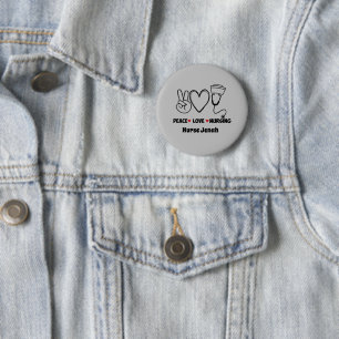 Macaron Rond 5 Cm Grey Peace Love Infirmière Appréciation