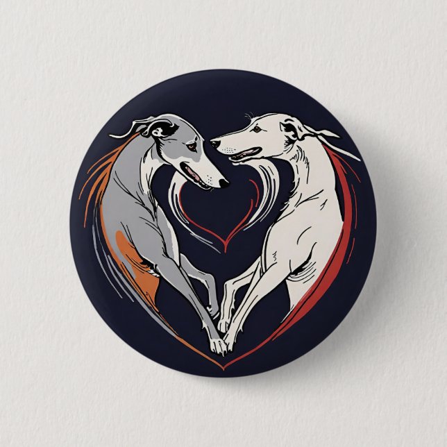 Macaron Rond 5 Cm Greyhound Love Greyhounds Adoption Retraité Racing (Devant)