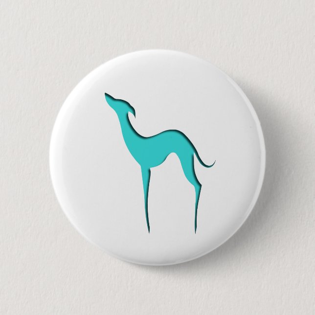 Macaron Rond 5 Cm Greyhound Whippet chien élégante silhouette turquo (Devant)