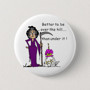 Macaron Rond 5 Cm Grim Reaper Humour d'anniversaire