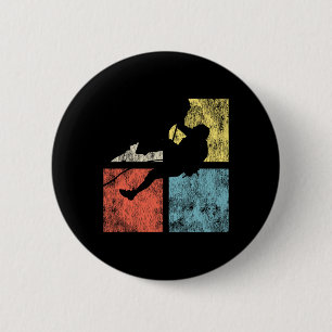 Macaron Rond 5 Cm Grimpeuse sur rocher rétro vintage
