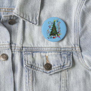 Macaron Rond 5 Cm Grinch Classique Sapin de Noël