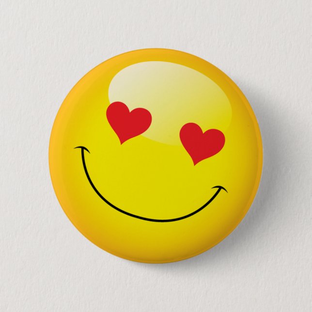 Macaron Rond 5 Cm Grinning Happy Love Heart Emoji Man Face Party (Devant)