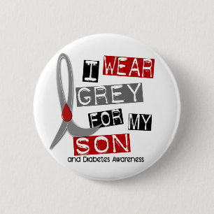 Macaron Rond 5 Cm Gris d'usage du diabète I pour mon fils 37