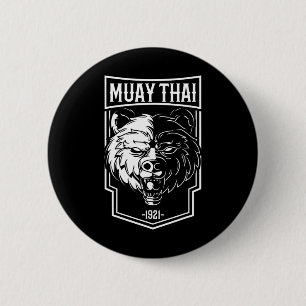 Macaron Rond 5 Cm Grizzly Muay Thai - Cadeau de boxe thaïlandaise et