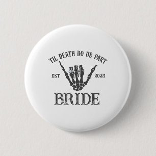 Macaron Rond 5 Cm Groom Bride squelette gothique Halloween Fiançaill