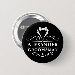 Macaron Rond 5 Cm Groomsman Tuxedo Cravate noir