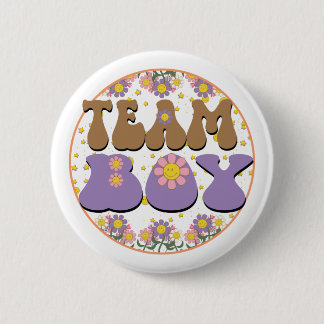 Macaron Rond 5 Cm Groovy Gender Reveal Team Boy Blue