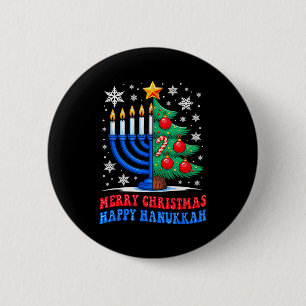 Macaron Rond 5 Cm Groovy Joyeux Chrismukkah Joyeux Noël Hanukkah