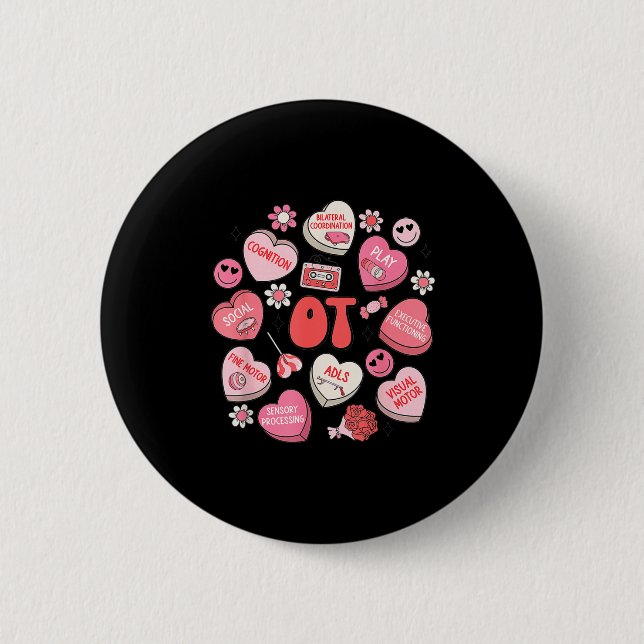 Macaron Rond 5 Cm Groovy Occupational Therapy Valentine Ot Conversat (Devant)