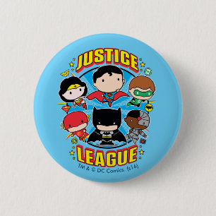 Macaron Rond 5 Cm Groupe de la Ligue de la justice de Chibi
