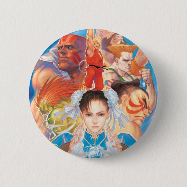 Macaron Rond 5 Cm Groupe de Street Fighter 2 Chun-Li (Devant)