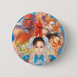Macaron Rond 5 Cm Groupe de Street Fighter 2 Chun-Li