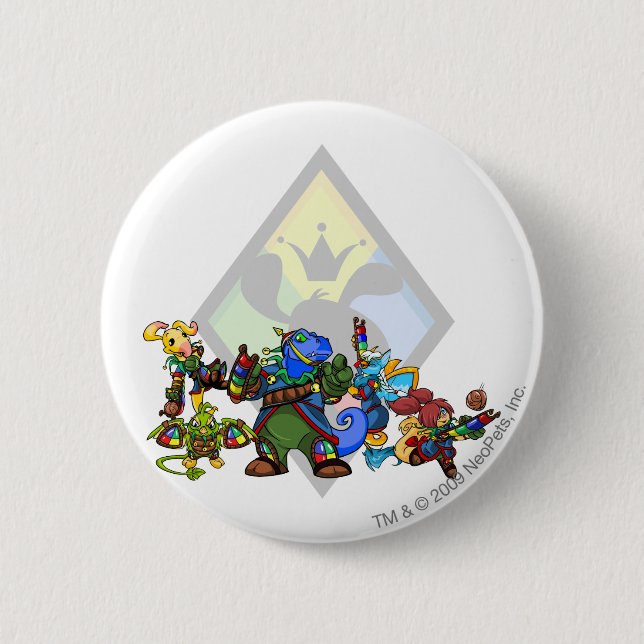 Macaron Rond 5 Cm Groupe d'île de Roo d'équipe (Devant)