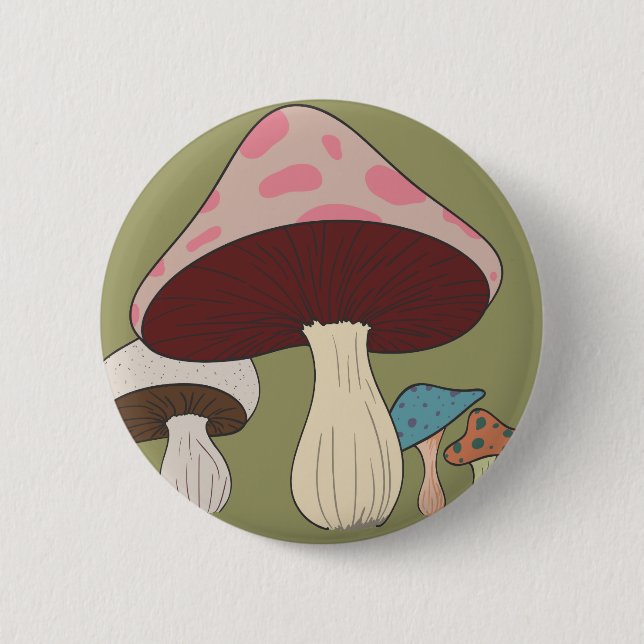 Macaron Rond 5 Cm Groupement de champignon (Devant)