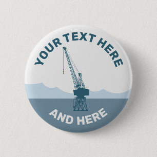 Macaron Rond 5 Cm Grue du chantier naval