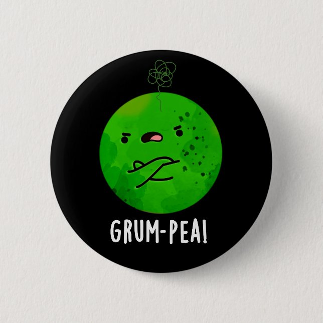 Macaron Rond 5 Cm Grum pea Funny Veggie Pun Dark BG (Devant)