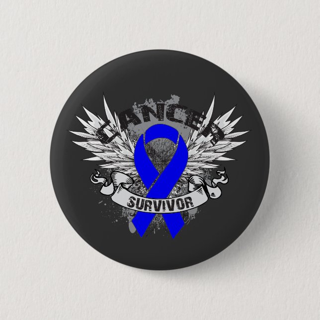 Macaron Rond 5 Cm Grunge Winged Ribbon Colon Cancer Survivant (Devant)