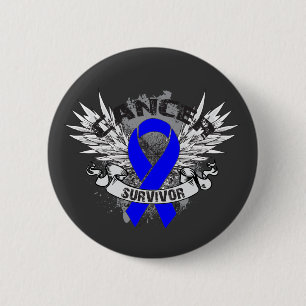 Macaron Rond 5 Cm Grunge Winged Ribbon Colon Cancer Survivant