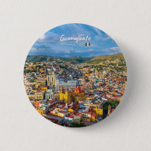 Macaron Rond 5 Cm Guanajuato, Mexique - Paysage urbain coloré