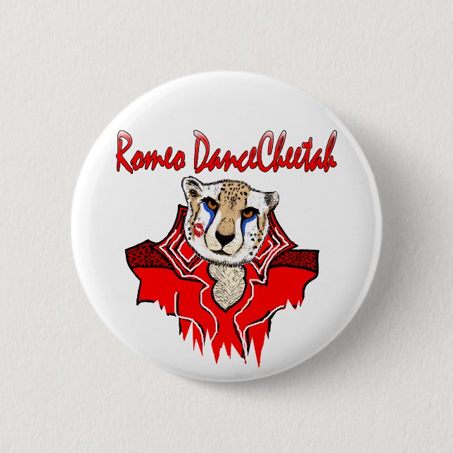 Macaron Rond 5 Cm Guépard de danse de Romeo (Devant)