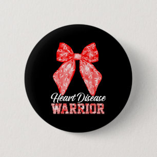 Macaron Rond 5 Cm Guerrier de la maladie cardiaque Ruban rouge Malad