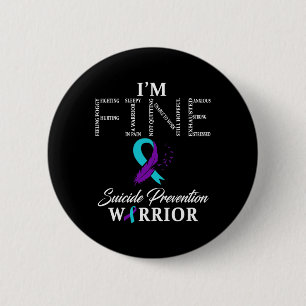 Macaron Rond 5 Cm Guerrier de prévention du suicide Je vais bien