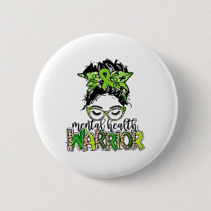 Macaron Rond 5 Cm Guerrier de santé Messy Bun cheveux Leopard Green 
