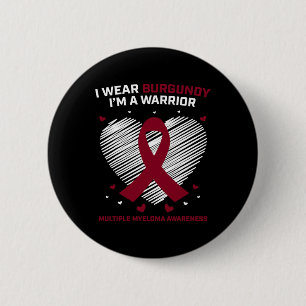 Macaron Rond 5 Cm Guerrier du cancer du sang, sensibilisation au myé