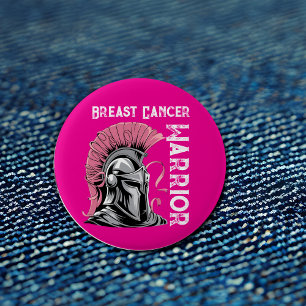 Macaron Rond 5 Cm Guerrier du cancer du sein rose chaud