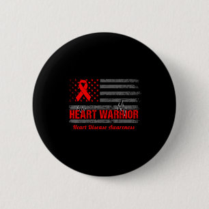 Macaron Rond 5 Cm Guerrier du cœur Drapeau américain Sensibilisation