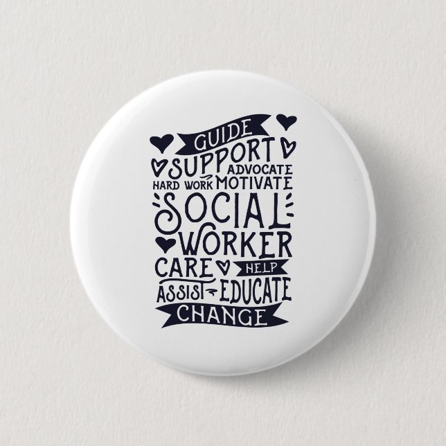 Macaron Rond 5 Cm Guide Support Change, Social Worker (Devant)