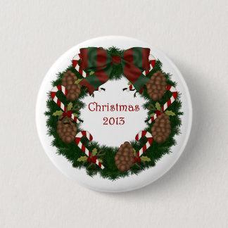 Macaron Rond 5 Cm Guirlande 2013 de cône de pin de Noël avec le