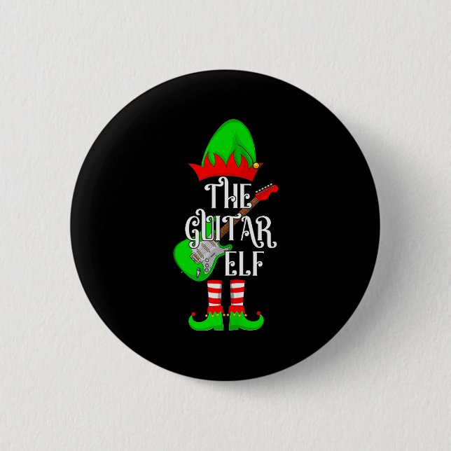Macaron Rond 5 Cm Guitar Elf Christmas Pajamas Matching Family Elf S (Devant)