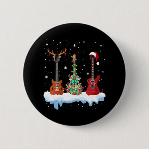 Macaron Rond 5 Cm guitare basse santa chapeau renne hippie guitare a