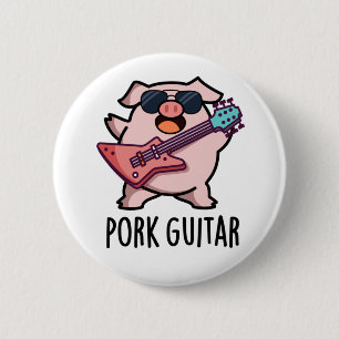 Macaron Rond 5 Cm Guitare de porc Funny Rock Guitare Pig Pun