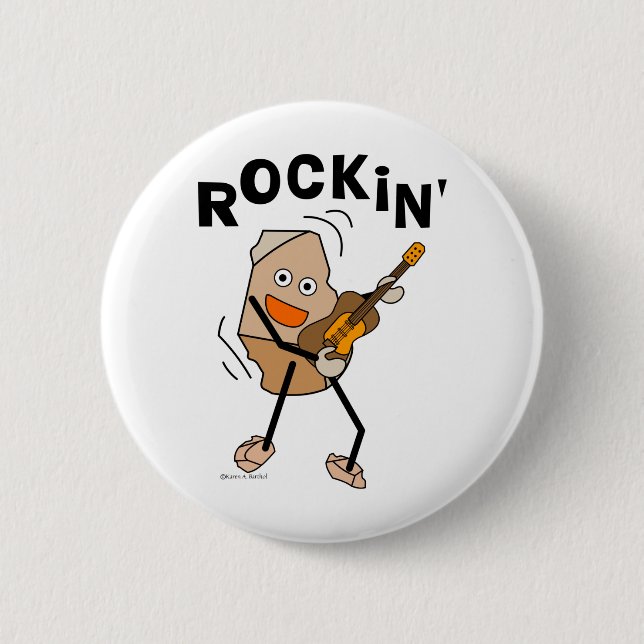 Macaron Rond 5 Cm Guitare de Rockin (Devant)