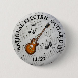 Macaron Rond 5 Cm Guitare électrique jour vacances nationales du 27