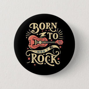 Macaron Rond 5 Cm Guitare électrique née pour le rock